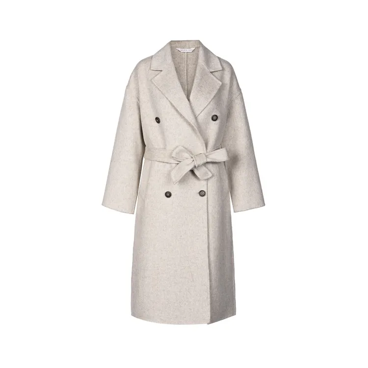 S·DEER圣迪奥女装时尚气质百搭显瘦收腰双排扣毛呢大衣S21481841