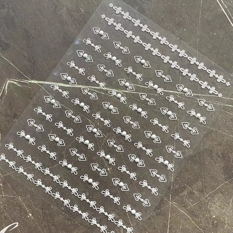 国风盘扣中国结新中式美甲贴纸气质优雅盘扣可爱珍珠链条美甲贴纸