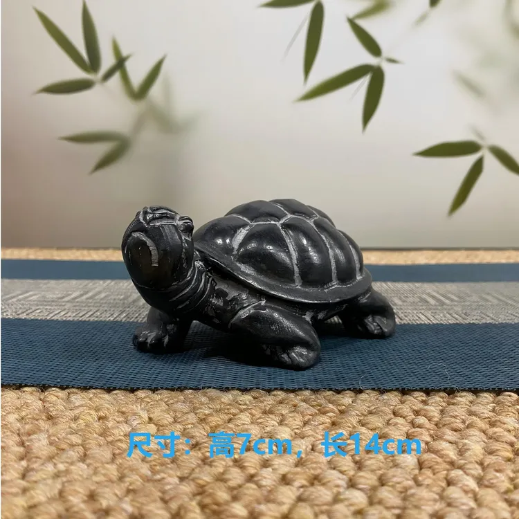 山西精美青石石雕陶瓷麒麟蟾蜍把玩桌面造景摆件（小号富甲天下）