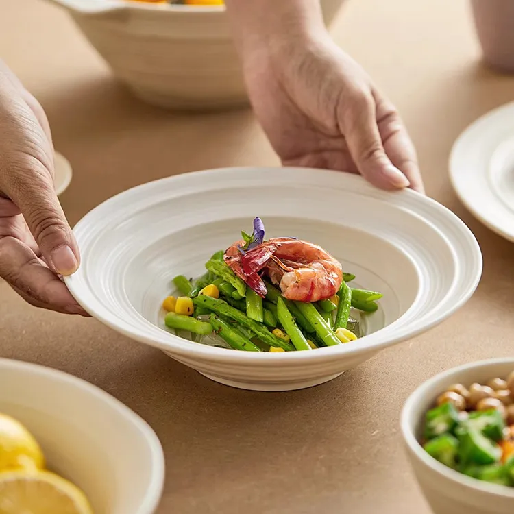 汤盘高颜值奶油风2024新款陶瓷菜盘点心甜点草帽碟西餐摆盘沙拉碗