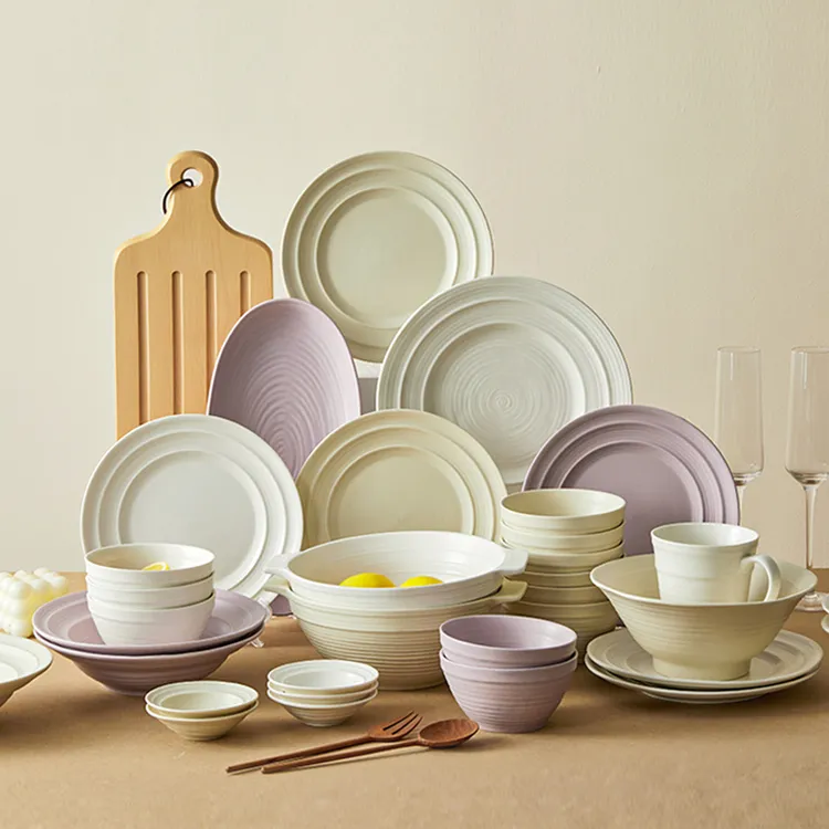 【28件套】碗碟奶油色陶瓷餐具家用乔迁新居送礼盒简约景德镇高级感