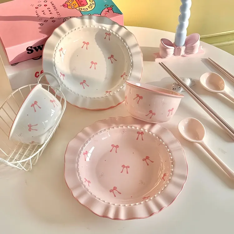 稻森高颜值陶瓷碗盘套装餐具ins深盘意面西餐沙拉盘家用菜盘法式