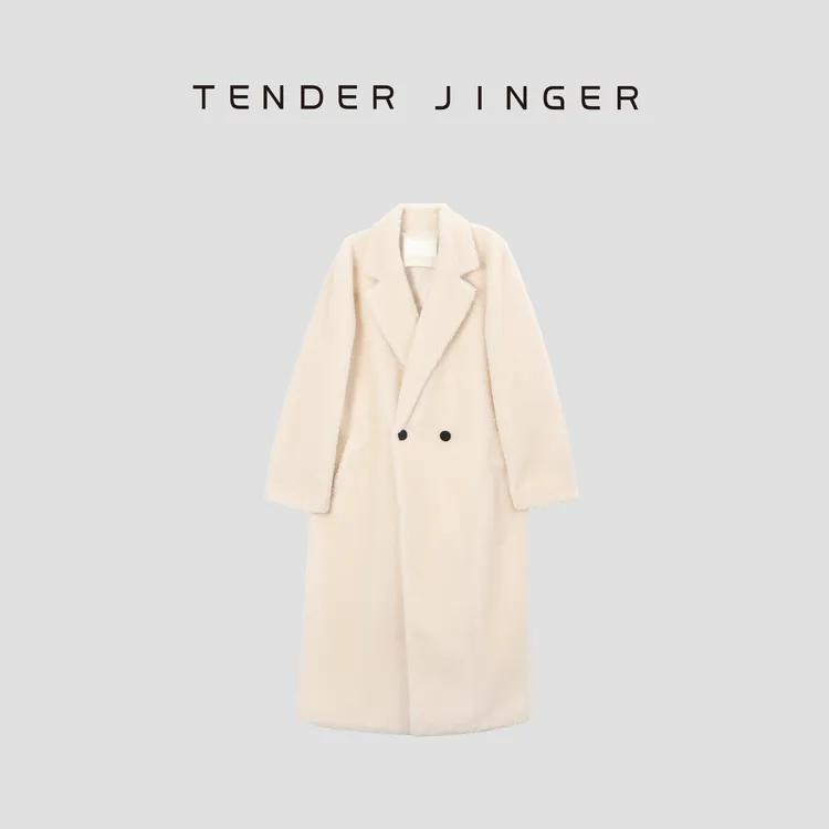 Tender Jinger【专柜】女复合绵羊毛大翻领廓形毛绒大衣T44BPM77854