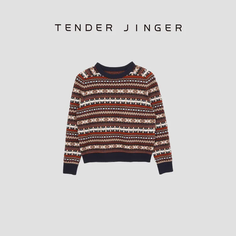 Tender Jinger 【专柜】费尔岛复古提花圆领针织衫 T44BBS79809