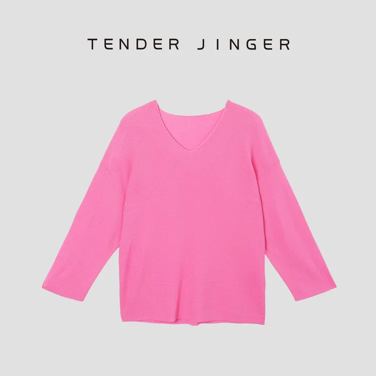 Tender Jinger【专柜】2024夏女士V领纯色休闲针织上衣 T42BBS77032