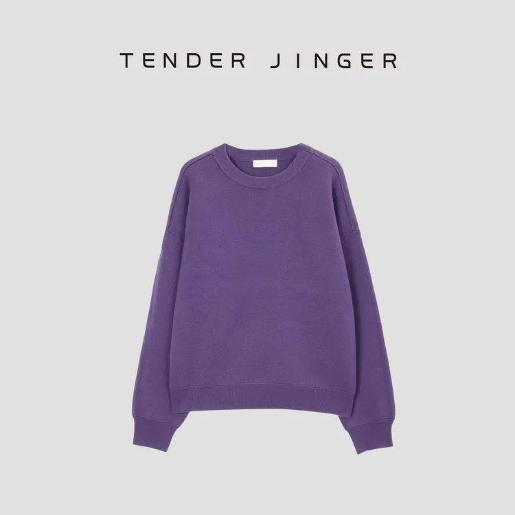 Tender Jinger【专柜】慵懒风宽松圆领绵羊毛针织衫T44SZZ79092