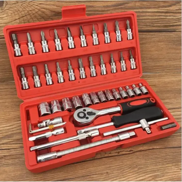 车牌螺丝万能修理拆卸内窥镜套筒扳手工具套装摩托车汽修小46件