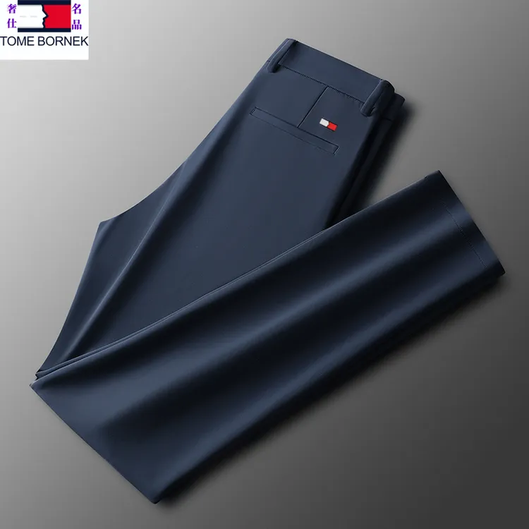 汤米希凯利秋冬男士轻奢休闲裤商务休闲行政职业直筒高档男裤子
