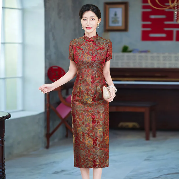 喜婆婆婚宴礼服2025夏季新款中式高端妈妈旗袍年轻时尚气质复古N