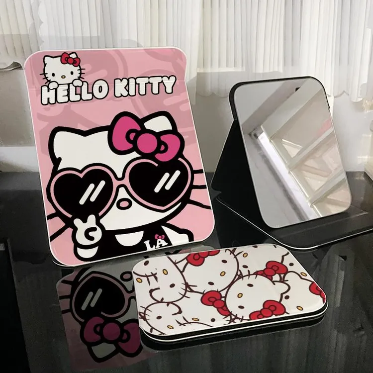 便携网红hellokitty学生镜子桌面桌面女士化妆镜可折叠镜子化妆镜