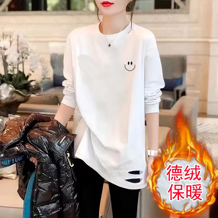 长款搭配芭比裤鲨鱼裤上衣秋冬装新款打底衫女内搭遮屁股叠穿t恤