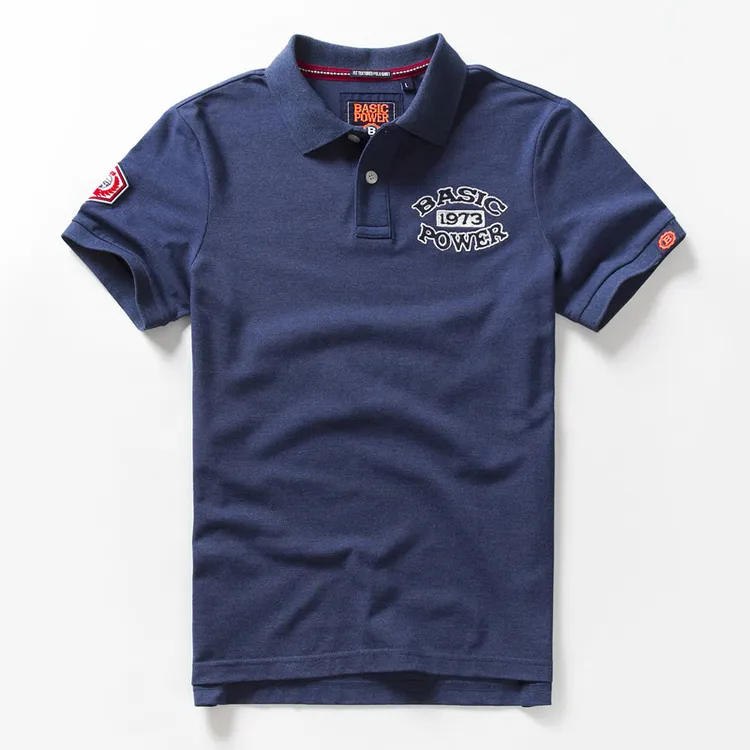 basic power/贝斯堡威男士夏季休闲透气宽松翻领刺绣短袖POLO衫男