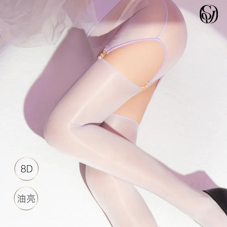 SILKIVATE诗婉「浮华」薄款马油袜灰色吊带袜高级感长筒性感黑丝袜