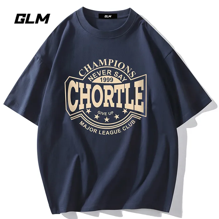 潮牌GLM春夏季纯棉男士短袖T恤衫印花美式上衣圆领体恤半袖衣服男