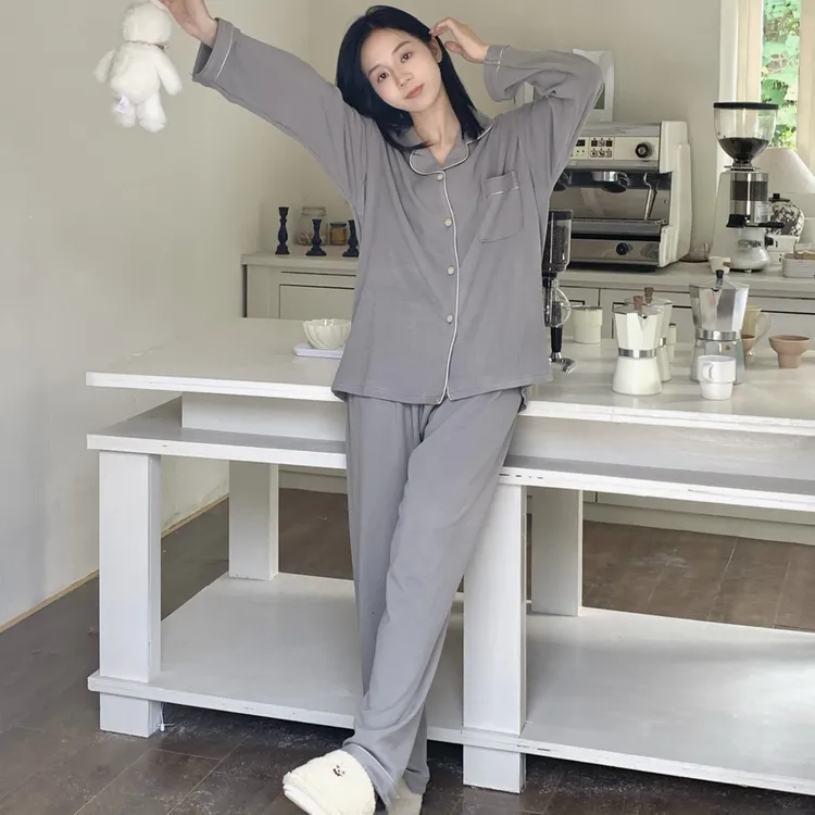 高级感德绒睡衣女秋冬款长袖2025新款简约纯色保暖冬季家居服套装