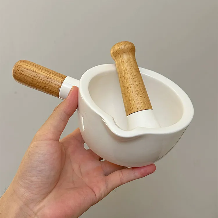 擂钵陶瓷蒜臼子擂辣椒皮蛋捣蒜器家用研磨老式手动蒜泥石臼压蒜器