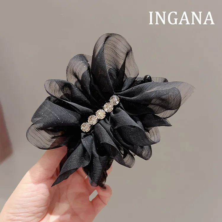 2024新款发夹韩版时尚简约小香风闪钻竖夹马尾夹百搭复古发卡发饰