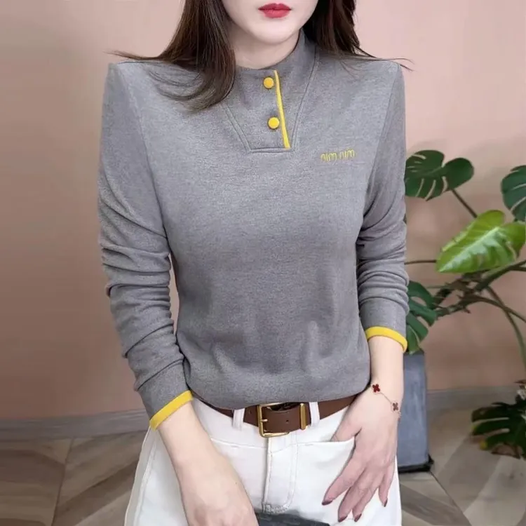 双面绒半高领打底衫女2024冬季新款时尚气质百搭减龄爆款加厚上衣