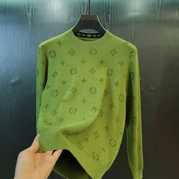 高品质天鹅绒！秋冬男士时尚圆领毛衣植绒老花潮流保暖百搭针织衫