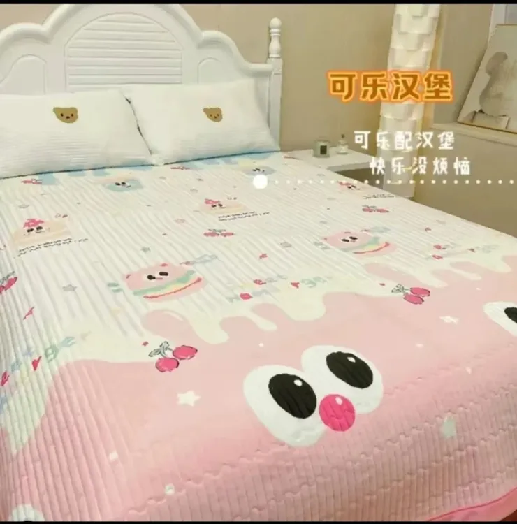 【可乐汉堡】200✖️230cm秋冬加厚牛奶绒床盖可爱柔软保暖