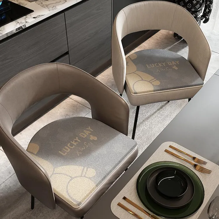 现代简约餐椅坐垫冬季加厚屁垫餐桌马蹄形凳子垫毛绒保暖座椅垫子