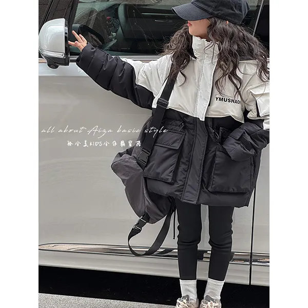 K25097韩国童装女童冬装防寒羽绒服儿童外套2024秋冬加厚冲锋衣潮