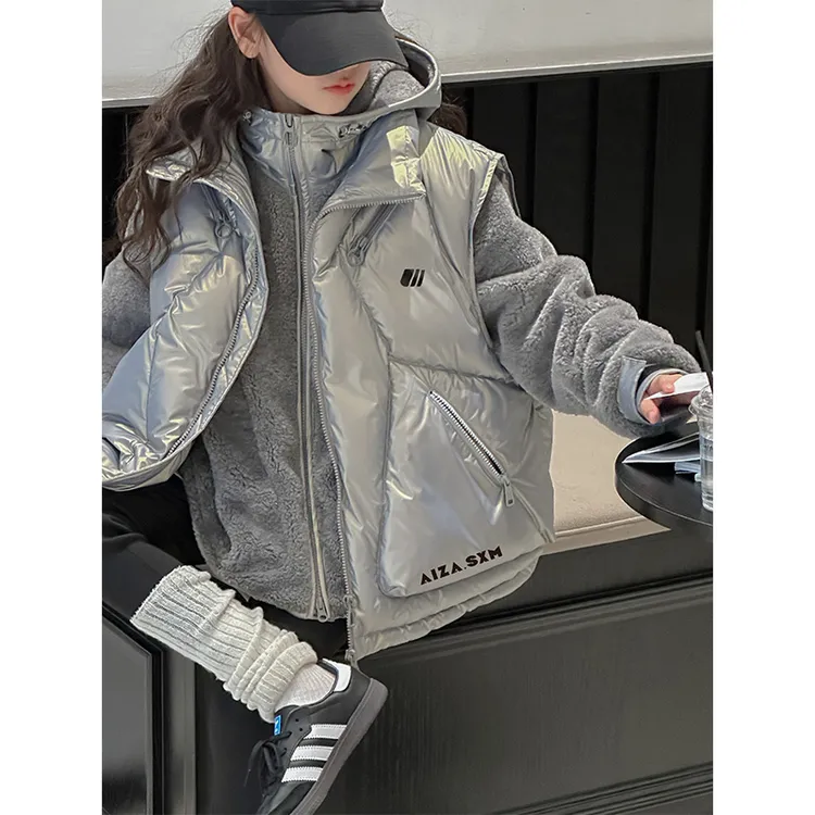 K27486孙小美KIDS亮面女童马甲羽绒服套装2025新款秋冬两件套保暖