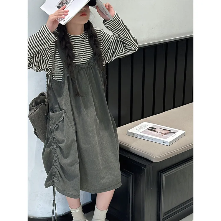 K27040孙小美KIDS女童春秋装背带裙套装2025新款上衣裙子两件套潮