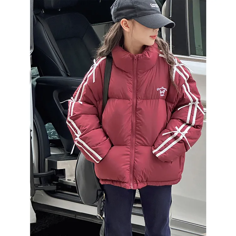 K27340女童短款羽绒服2024秋冬装新款大童儿童立领外套加厚保暖潮