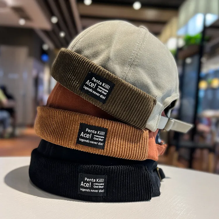 新款潮牌无檐瓜皮帽子女日系街头嘻哈雅痞地主帽复古时尚水手帽男