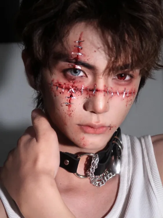 Y-WXL  万圣节僵尸幽灵仿妆容贴脸部纹身贴纸南瓜伤疤女派对新娘