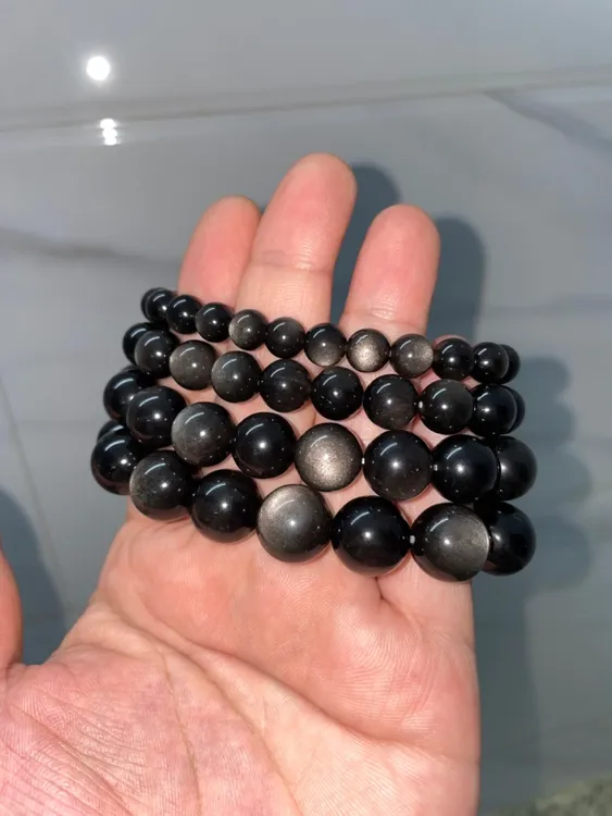 天然高品质双活眼银曜石8mm-14mm 多样性发其一