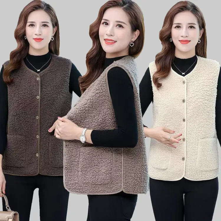 秋冬毛绒马甲女皮毛一体加厚保暖妈妈背心外穿时尚百搭马夹坎肩26