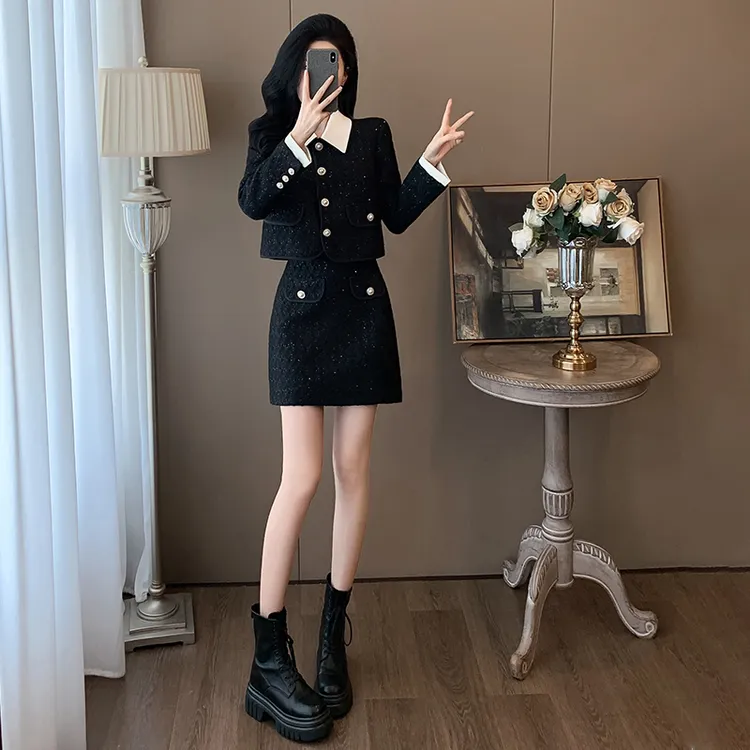 秋季女装轻奢名媛千金小个子高级感御姐气质小香风套装裙两件套