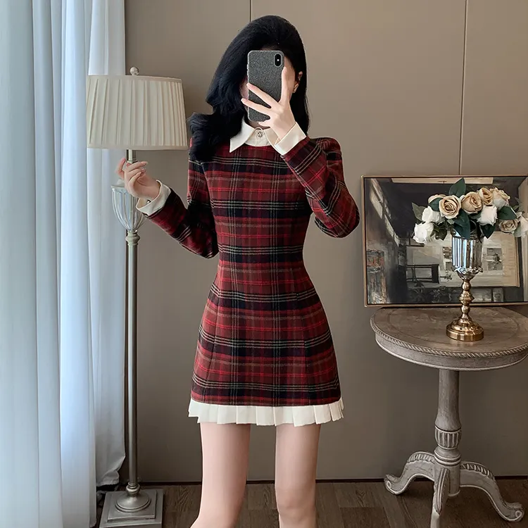 春秋韩版名媛千金学院风裙子小个子高级感御姐气质小香风连衣裙女