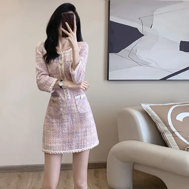 高级感秋装新款气质女神范裙子早秋女御姐名媛高端小香风连衣裙