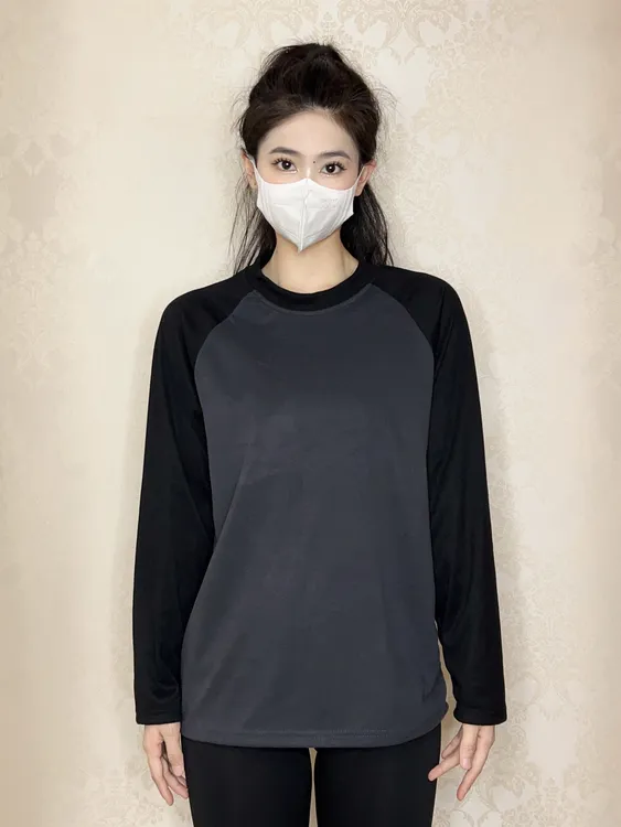 双面绒男士T恤插肩袖圆领撞色长袖打底衫保暖秋冬季男