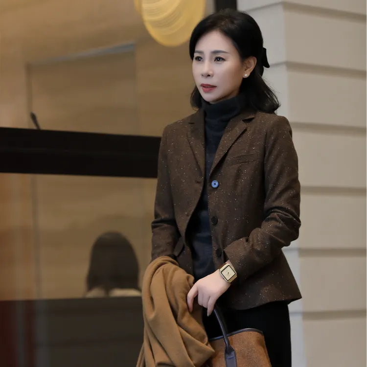 【杜小小】“优雅序章”秋冬气质修身显瘦百搭时尚长袖西服外套9855