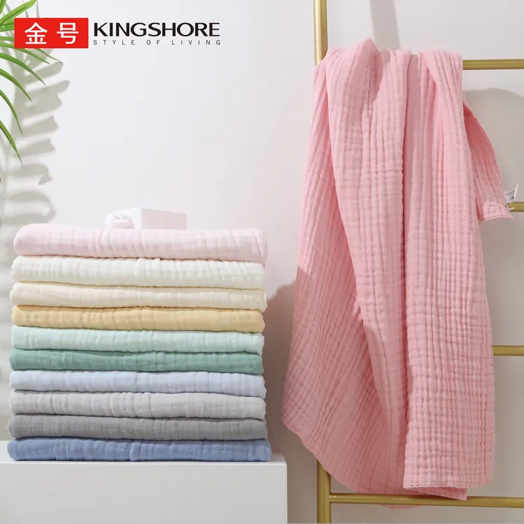 金号毛巾6层泡泡纱多功能抱被夏凉被家用裹巾盖毯柔软加大款