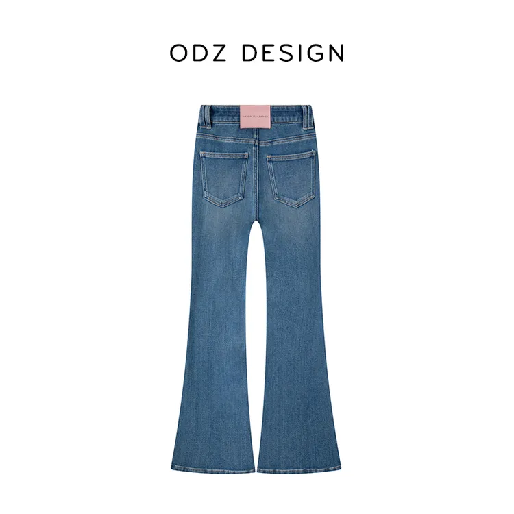 【ODZ】长腿秘籍/卡布里蓝牛仔裤女25秋季新款高腰修身显瘦喇叭长裤
