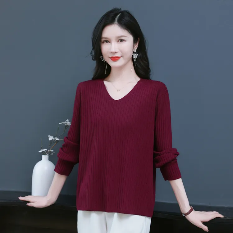 大码针织衫女款爆款2025新款秋季外穿宽松上衣纯色百搭时尚打底衫