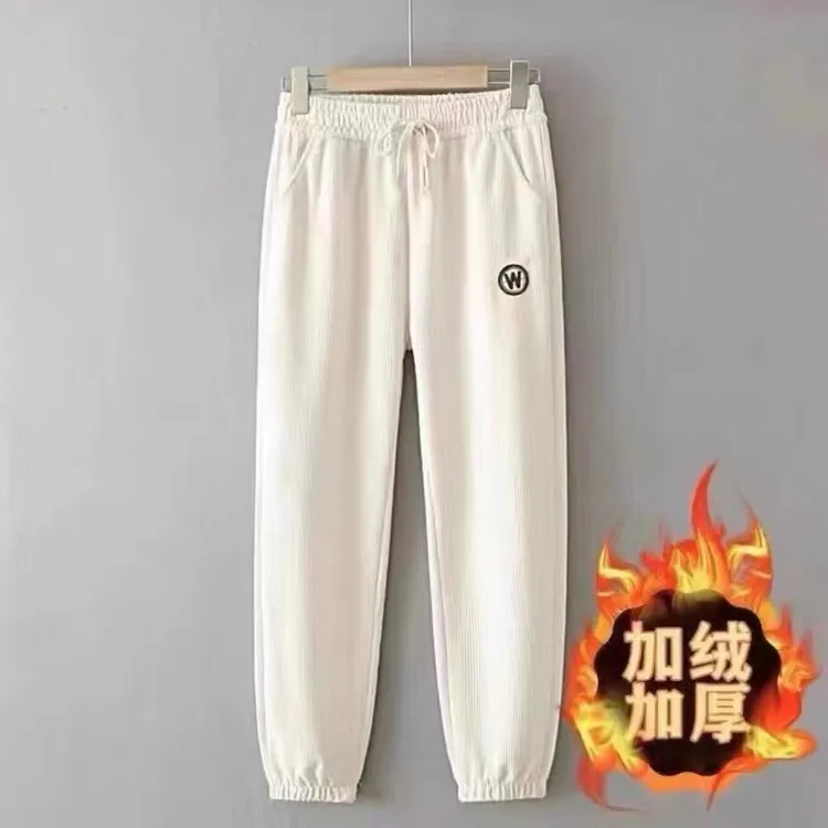 运动裤女裤子2022新款秋冬季小个子束脚裤休闲秋春季加绒灰色卫裤