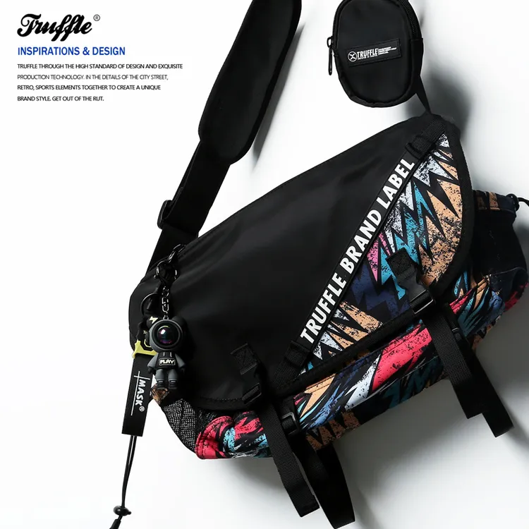 TRUFFLE涂鸦单肩斜挎包男潮牌挎包女街头潮流学生通勤包包邮差包