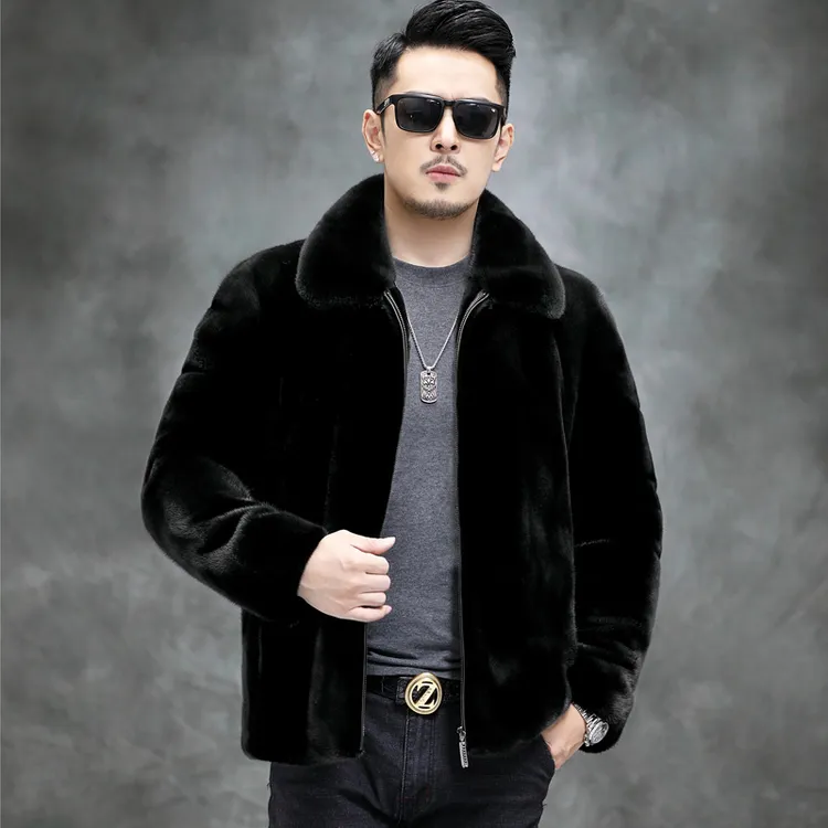 BOYAN/卜言【世纪皇貂】海宁貂男冬男装外套夹克皮毛一体水貂大衣