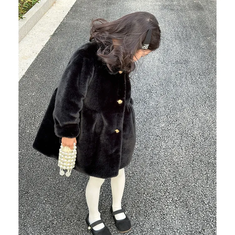冬新款儿童韩版皮毛宝宝外套名媛气质洋气女童加厚毛毛大衣环保毛