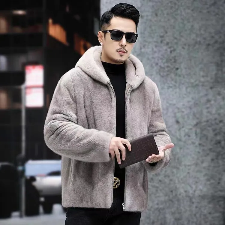 BOYAN/卜言【银兰本色】海宁貂男冬男装外套夹克皮毛一体水貂大衣