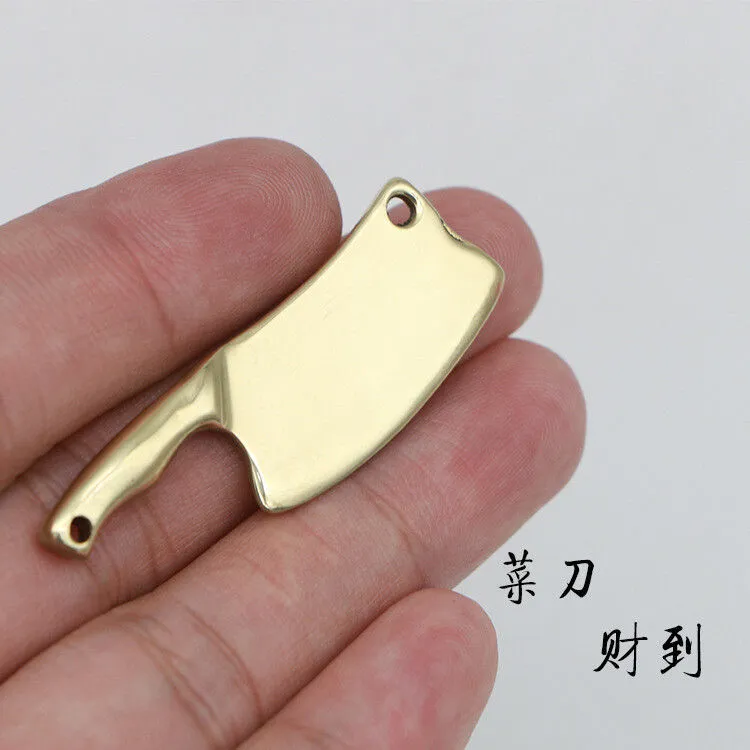 黄铜小菜刀钥匙扣小斧子挂件财到钥匙圈汽车钥匙链挂坠个性配饰