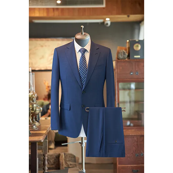 雾霾蓝羊毛男士商务蓝色工作结婚平驳领双开叉面试西服蓝色蓝色