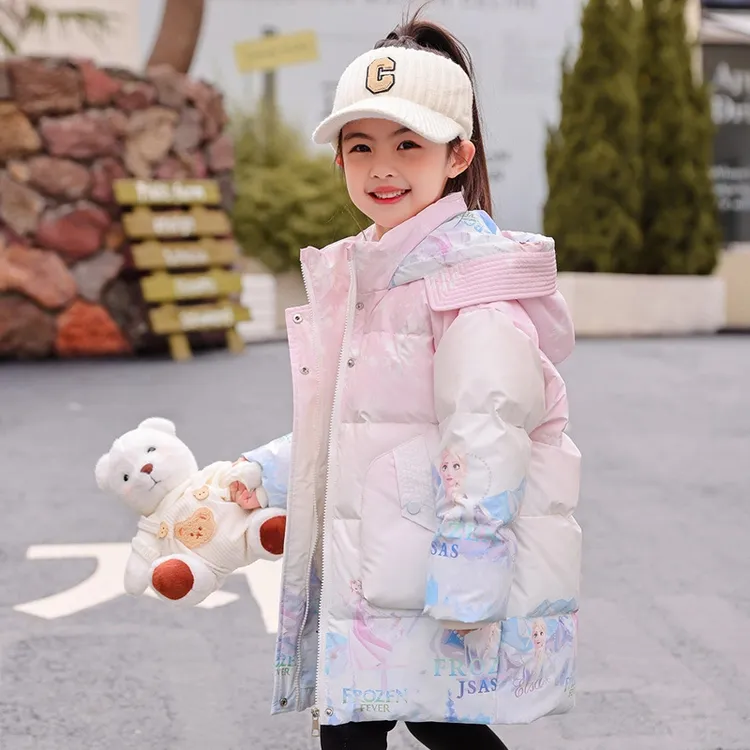 巴拉巴拉儿童羽绒服女童中长款小童2024新款韩版女孩宝宝冬季加厚