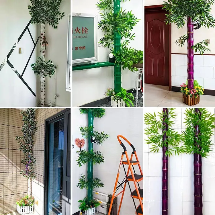 仿真竹节树皮绿植花藤藤条包下水管道装饰包空调暖气燃气管子简约